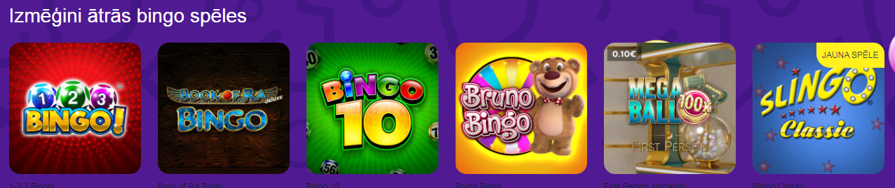Izmēģini ātrās bingo spēles
